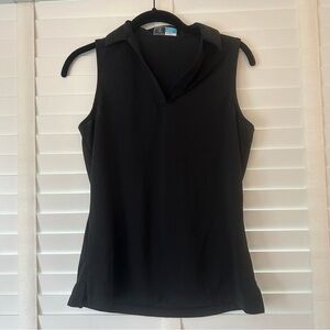 PGA Tour Women’s Golf Sleeveless Polo Tank Top Black Athletic Shirt Small